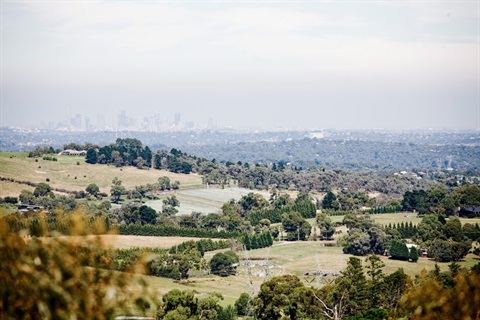 This is an image of rural Nillumbik with a view to the city.