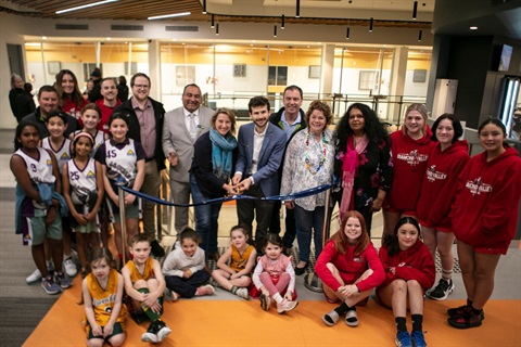 This is an image of the ribbon cutting ceremony for the opening of the Diamond Valley Sports and Fitness Centre.