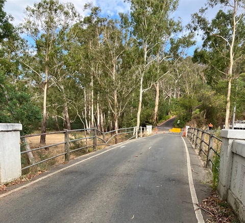 A photo of Monash Bridge in Hurstbridge with damaged railings