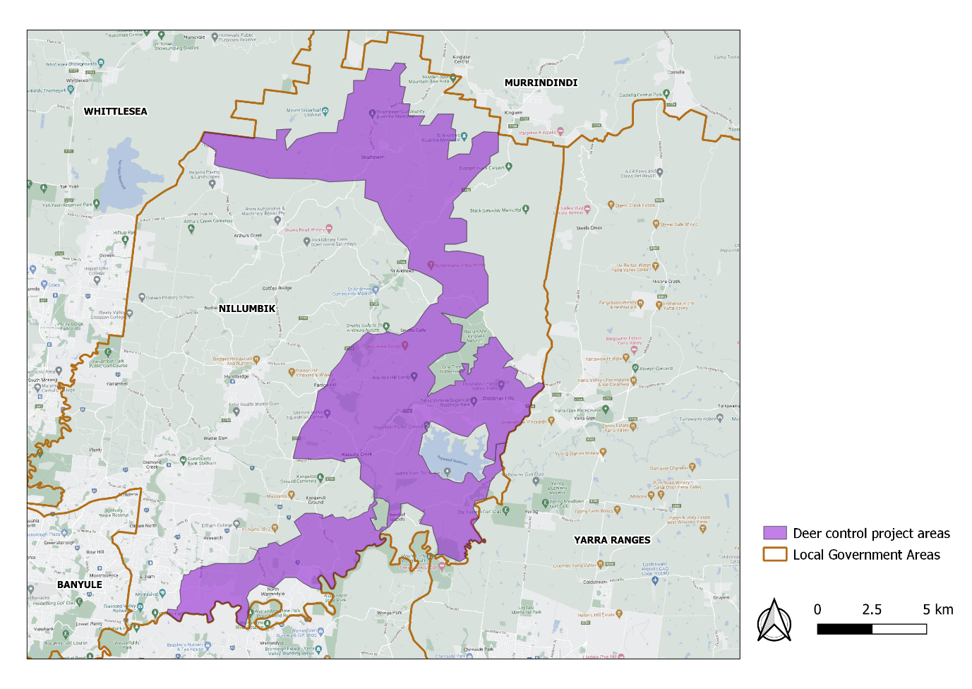 This is an image of the Nillumbik deer control project area