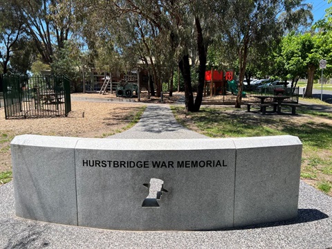 This is a photograph of the Hurstbridge War Memorial and shows the new pathway.