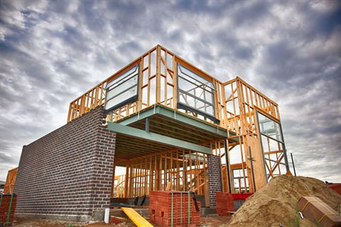 This is a photograph of a house under construction